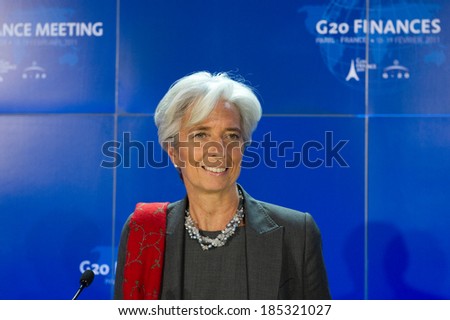 PARIS, FRANCE - MAY 27, 2011 : Christine Lagarde in french Ministry of economy during te G20 Finances in Paris.
