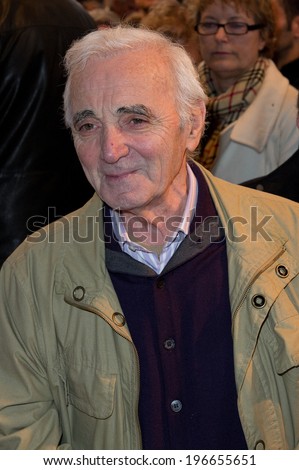 PARIS, FRANCE - MARCH 19, 2011 - French singer Charles Aznavour at French Book fair in Paris