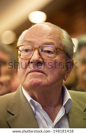 PARIS, FRANCE - JUNE 16, 2011 : Jean-Marie Le Pen during the meeting of his daughter Marine Le Pen about the republic facing to to the lawlessness zone organized by the Front National