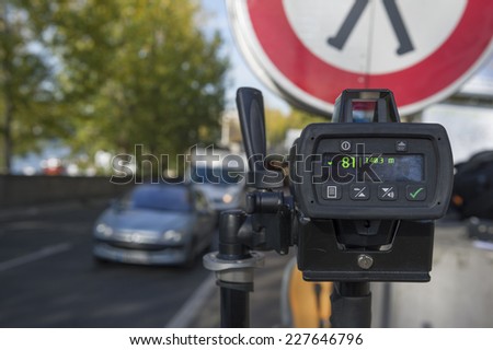 PARIS, FRANCE - OCTOBER 31, 2014 : Mobile radar Pro Laser 4 used by french police in Paris