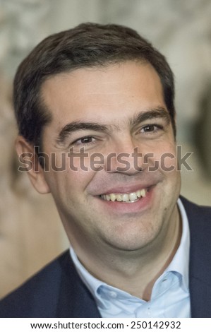 PARIS, FRANCE - FEBRUARY 4, 2015 : Prime minister greek Alexis Tsipras during his visit in Paris at the town hall to meet Anne Hidalgo.