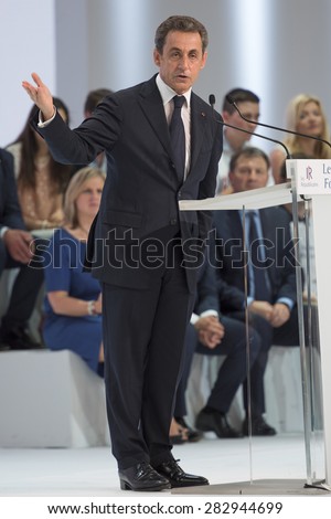 PARIS, FRANCE - MAY 30, 2015 : Nicolas Sarkozy during the founding congress of the Republican Party.