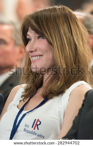 PARIS, FRANCE - MAY 30, 2015 : Carla Bruni during the founding congress of the Republican Party.