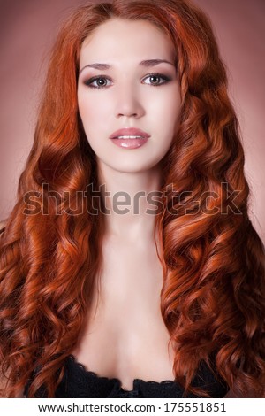 Red Hair Woman Beauty Portrait, skin care and perfect skin woman. Natural beauty face. Cosmetology.  Studio, isolated