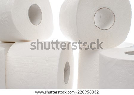 Rolls of toilet paper, isolated on white