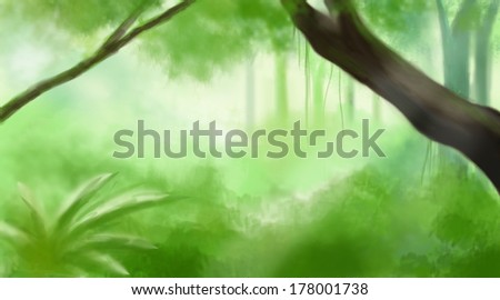 Digital Painting Landscape, Forest ,Jungle ,Rainforest