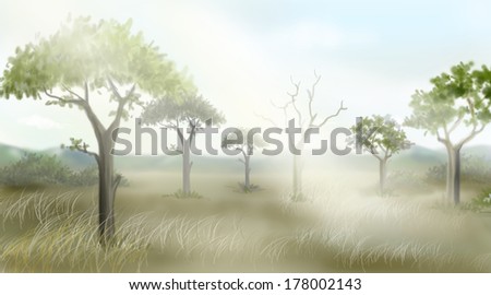 Digital Painting Landscape, Meadow ,Africa