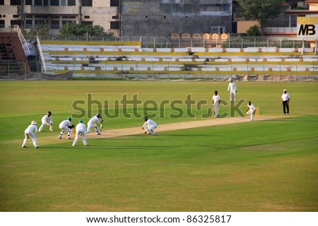 SIALKOT, PAKISTAN - OCTOBER 08: Mansoor Amjad batting during Quaid-e-Azam Trophy Cricket Match Played Between Sialkot and HBL Teams at Jinnah Cricket Stadium. October 08, 2011 in Sialkot, Pakistan