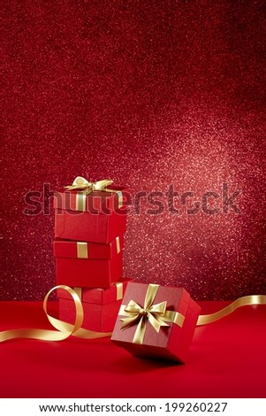 gift boxes collection on red
