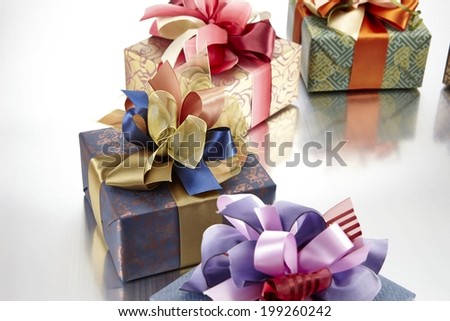 gift boxes collection on white