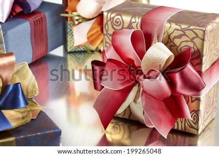 gift boxes collection on white