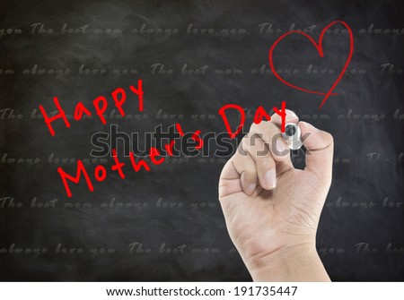 mother\'s day hand writing on blackboard