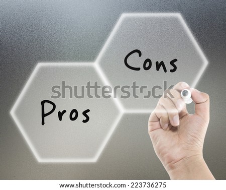 pros and cons on glass board with hand writing