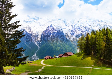 Picturesque landscape with mountains, Mont Blanc