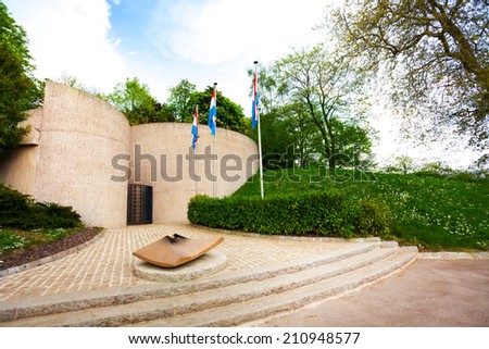 View of eternal flame memorial in Luxembourg