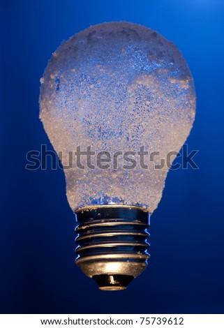 frozen light bulb depicting environmental impact concept of electricity efficiently