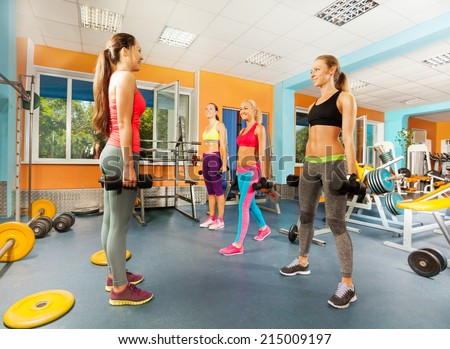 Young women exercising in the gym class
