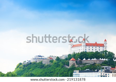 Panorama of Bratislava castle on the hill, Slovakia eastern Europe