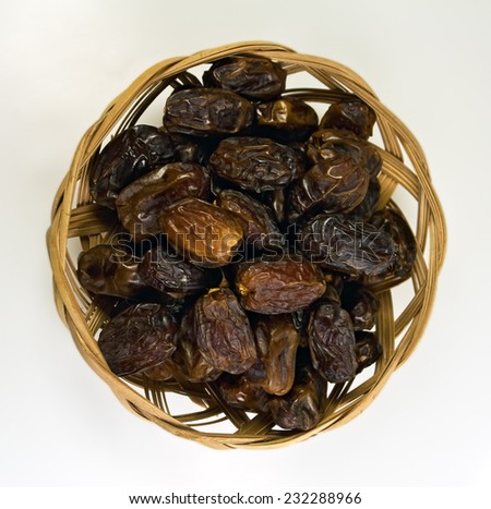 Top view of healthy fruit dates