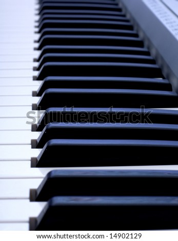 Piano keyboard on blue background