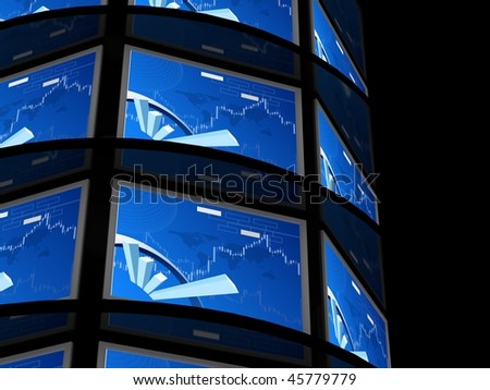 Computer Screen Black on Computer Monitor On Black Background   3d Render Stock Photo 45779779