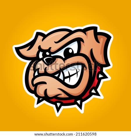 Detailed illustration of bulldog head with angry face emotion, good for team sport school college logos, vector