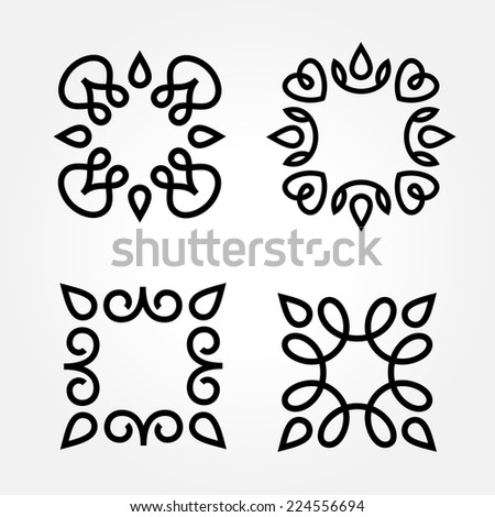 Set of simple and graceful monochrome monogram design templates Elegant lineart logo design elements vector illustration Set of simple and graceful monochrome monogram design templates Elegant lineart logo design elements vector illustration