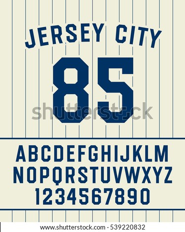 Original Athletic Varsity Sport Alphabet. Vintage Old School Baseball Jersey Font.  Retro Sports Typeface. Vector Illustration.