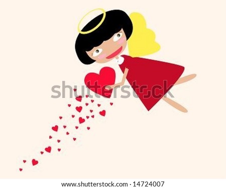 stock vector Cute love fairy with hearts