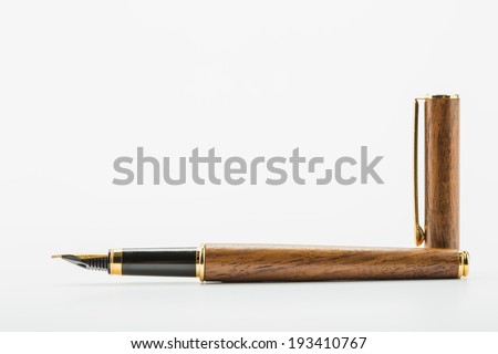 inlaid wood pen with gold nib