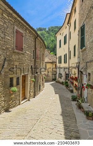 Is a typical italian street in the a small provincial town in Tuscany, Italy, Europe