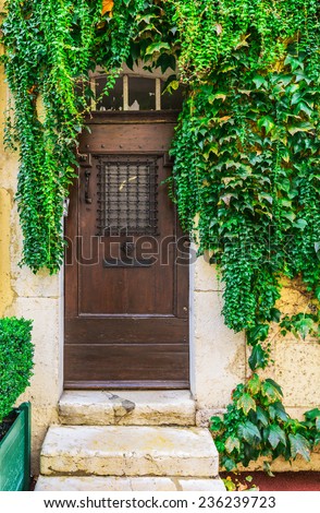 wooden door in the entrance  French house