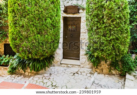 wooden door in the entrance  French house