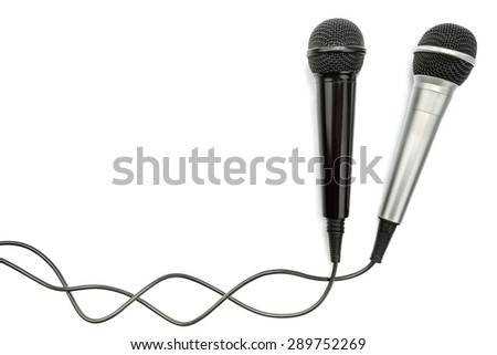 Microphone and cable isolated on white background