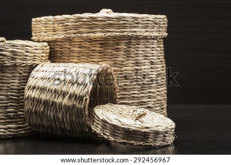 wicker containers for storage compartment