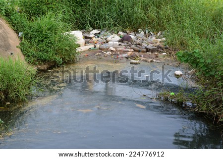 many river in city have many garbage,plastic bottle and other