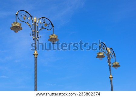 street lamp old style.it use gold and black colour it beautiful at day and night