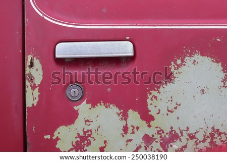 old red car door is lock