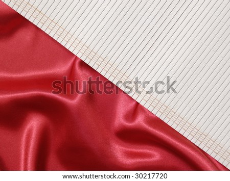 Red silk and wooden support