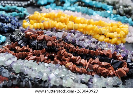 Bright female costume jewelry - a beads from semiprecious stones