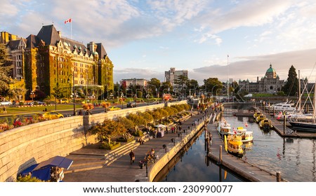 Victoria, British Columbia, CANADA - September 17, 2011 : Beautiful view of Inner Harbour in Victoria, British Columbia, CANADA