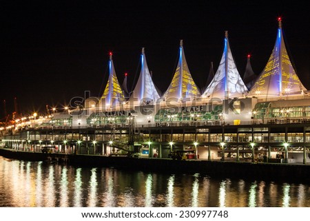VANCOUVER, CANADA - September 21, 2011 : Night view of Canada Place, home of the Vancouver Trade and Convention Center