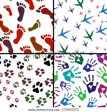 Illustration of pattern traces of animals and humans