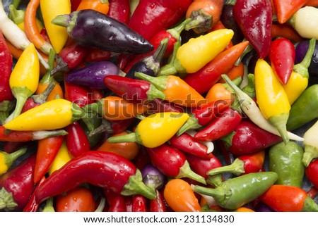 hot peppers in wok pan