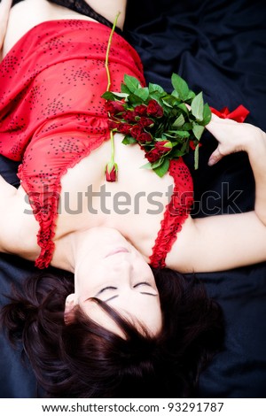 woman and roses