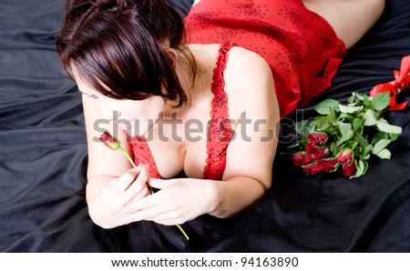 woman and rose