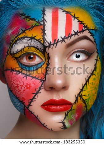 Close up color women face art. Beauty photo