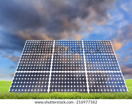 solar energy panels  in sunset.