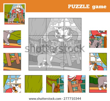 Puzzle Game for children with animals (cats)