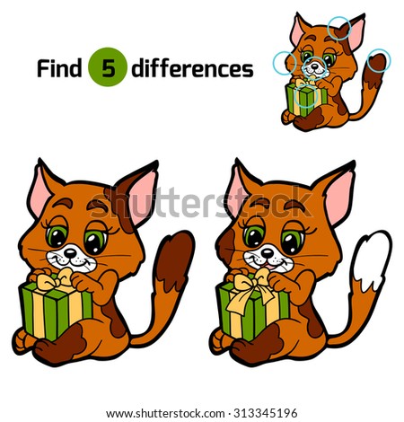 Find differences for children: Christmas animals (cat)